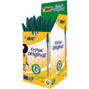 BIC Cristal Original Ballpoint Pens Medium Point (1.0 mm) - Green, Box of 50 | CognitionUAE.com