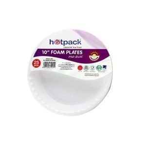 Hotpack 10" Round foam plate (25 Plates/Pack) | CognitionUAE.com