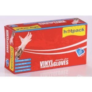 Hotpack Powder Free Vinyl Gloves Single Use Large Size 100 pcs box | CognitionUAE.com
