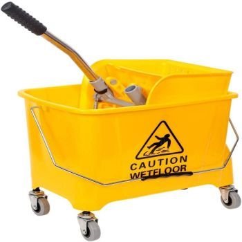 Yellow Mop Bucket 20 LTR with Wringer and Wheels  | CognitionUAE.com
