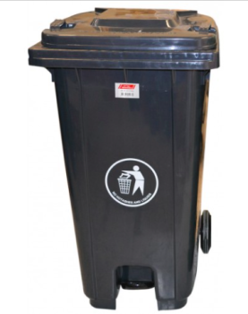 Garbage Bin Black colour 240 liter with pedal and wheels  | CognitionUAE.com
