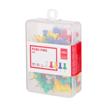 Deli Push Pin Assorted Colors (100pcs/box) | CognitionUAE.com