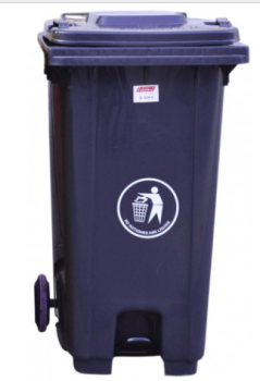 Garbage Bin Black colour 120 liter with pedal and wheels  | CognitionUAE.com