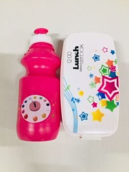 Plastic Lunch Box with Water Bottle-Set-Red | CognitionUAE.com