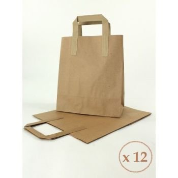 Brown Paper Bag Flat Handle 24*12*31cm ( pack of 12) | CognitionUAE.com