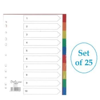 Deluxe A4 10 Tab PVC Color Divider with Number (Set of 25 pcs) | CognitionUAE.com