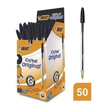 BIC Cristal Original Ballpoint Pens Medium Point (1.0 mm) - Black, Box of 50 | CognitionUAE.com