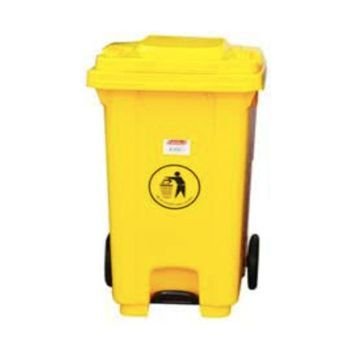 Garbage Bin Yellow colour 100 liter with pedal and wheels  | CognitionUAE.com