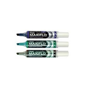 Pentel Maxiflo Whiteboard Marker Chisel Tip ( Pack of 3) - Black, Blue , Green | CognitionUAE.com