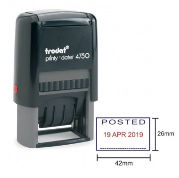 Trodat Printy 4750 Self Inking "POSTED" Stamp with Date | CognitionUAE.com