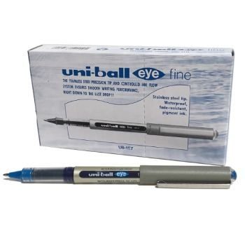 Uni-Ball Eye Fine Rollerball Pen Blue 0.7mm UB-157 (Pack of 12) | CognitionUAE.com